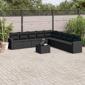 VidaXL Polyrattan Kerti Ülőgarnitúra - 10 részes - Fekete