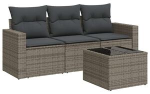 VidaXL Polyrattan Kerti Ülőgarnitúra - 4 részes - Szürke