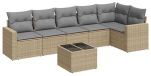 VidaXL Polyrattan Kerti Ülőgarnitúra - 7 részes - Bézs