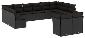 VidaXL Polyrattan Kerti Ülőgarnitúra - 12 részes - Fekete