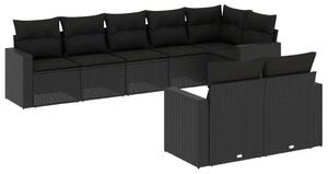 VidaXL Polyrattan Kerti Ülőgarnitúra - 8 részes - Fekete