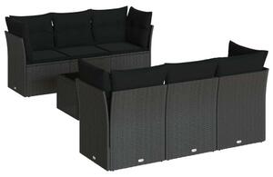 Polyrattan Kerti Ülőgarnitúra - 7 részes - Fekete