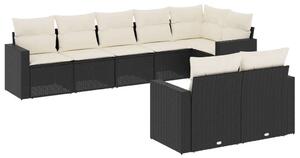 Polyrattan Kerti Ülőgarnitúra - 8 részes - Fekete