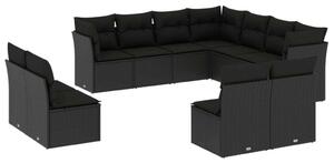VidaXL Polyrattan Kerti Ülőgarnitúra - Fekete - 11 részes