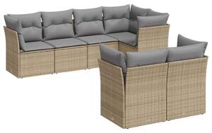 VidaXL Polyrattan Kerti Ülőgarnitúra - 7 részes - Bézs