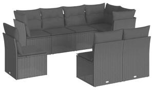 VidaXL Polyrattan Kerti Ülőgarnitúra - 8 részes - Fekete
