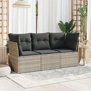 VidaXL Polyrattan Kerti Ülőgarnitúra - 3 részes - Világosszürke