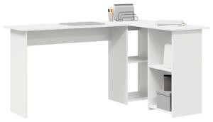 VidaXL Asztal polcokkal tárolóval Fehér 142 x 102 x 73 cm Faanyag