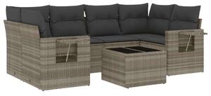 VidaXL Polyrattan Kerti Ülőgarnitúra - 7 részes, Világosszürke