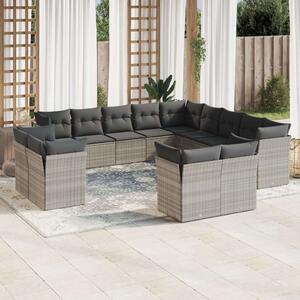VidaXL Polyrattan Kerti Ülőgarnitúra - 13 részes - Világosszürke