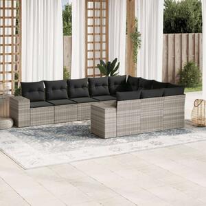 VidaXL Polyrattan Kerti Ülőgarnitúra - 10 részes, Világosszürke