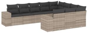 VidaXL Polyrattan Kerti Ülőgarnitúra - 10 részes, Világosszürke