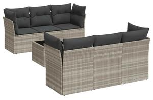 VidaXL Polyrattan Kerti Ülőgarnitúra - 7 részes, Világosszürke