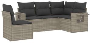 VidaXL Polyrattan Kerti Ülőgarnitúra - 5 részes, Világosszürke