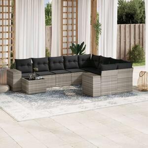 VidaXL Polyrattan Kerti Ülőgarnitúra - 10 részes, Világosszürke