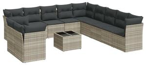 VidaXL Polyrattan Kerti Ülőgarnitúra - 12 részes, Világosszürke