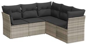 VidaXL Polyrattan Kerti Ülőgarnitúra - 5 részes - Világosszürke