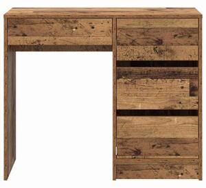 VidaXL Asztal fiókkal polcokkal Régi fa 90 x 37,5 x 75 cm Faanyag