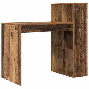 VidaXL Asztal polcokkal tárolóval Régi fa 108 x 55 x 103,5 cm Faanyag