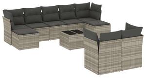 VidaXL Polyrattan Kerti Ülőgarnitúra - 10 részes, Világosszürke