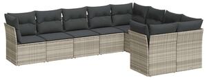VidaXL Polyrattan Kerti Ülőgarnitúra - 9 részes - Világosszürke