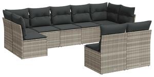 VidaXL Polyrattan Kerti Ülőgarnitúra - 9 részes - Világosszürke