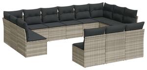 VidaXL Polyrattan Kerti Ülőgarnitúra - 13 részes, Világosszürke