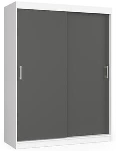 AKORD CLP MONO Tolóajtós Szekrény Laminált Fehér-Szürke 150cm