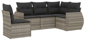 VidaXL Polyrattan Kerti Ülőgarnitúra - 5 részes, Világosszürke