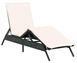VidaXL Napozóágy - 2 db - Fekete Polyrattan - Párnával