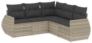 VidaXL Polyrattan Kerti Ülőgarnitúra - 5 részes - Világosszürke