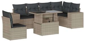 VidaXL Polyrattan Kerti Ülőgarnitúra - 7 részes - Világosszürke