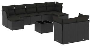VidaXL Polyrattan Kerti Ülőgarnitúra - 10 részes - Fekete