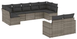 VidaXL 9-részes szürke polyrattan kerti ülőgarnitúra párnákkal