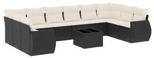 Polyrattan Kerti Ülőgarnitúra - 11 részes - Fekete