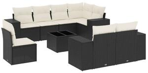 VidaXL Polyrattan Kerti Ülőgarnitúra - 9 részes - Fekete