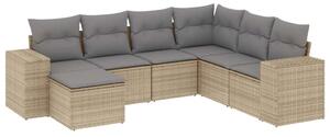 Polyrattan Kerti Ülőgarnitúra - 7 részes - Bézs
