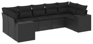 VidaXL Polyrattan Kerti Ülőgarnitúra - 7 részes - Fekete