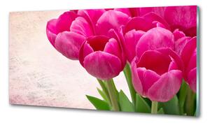 Konyhai hátfalpanel Rózsaszín tulipánok