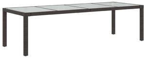 VidaXL barna polyrattan és edzett üveg kerti asztal 250 x 100 x 75 cm
