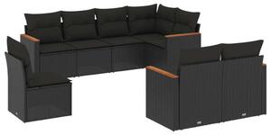 VidaXL Polyrattan Kerti Ülőgarnitúra - 8 részes - Fekete