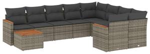 VidaXL Polyrattan Kerti Ülőgarnitúra - 10 részes - Szürke
