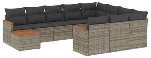 VidaXL 11 részes szürke polyrattan kerti ülőgarnitúra párnákkal