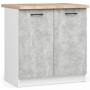 AKORD Oliwia 80 Konyhai Szekrény Fehér-Beton Laminált Munkalappal