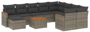 VidaXL 11 részes szürke polyrattan kerti ülőgarnitúra párnákkal