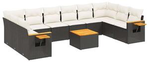 VidaXL Polyrattan Kerti Ülőgarnitúra - 11 részes - Fekete