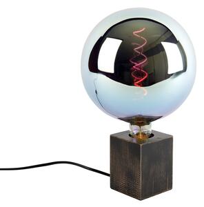 Rusztikus asztali lámpa fa fekete, dimmeres G200 LED-del - Bloc