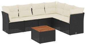 VidaXL Polyrattan Kerti Ülőgarnitúra - 7 részes - Fekete