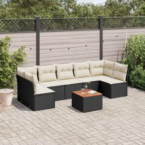 VidaXL Polyrattan Kerti Ülőgarnitúra - 8 részes - Fekete