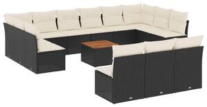 VidaXL Polyrattan Kerti Ülőgarnitúra - 14 részes - Fekete